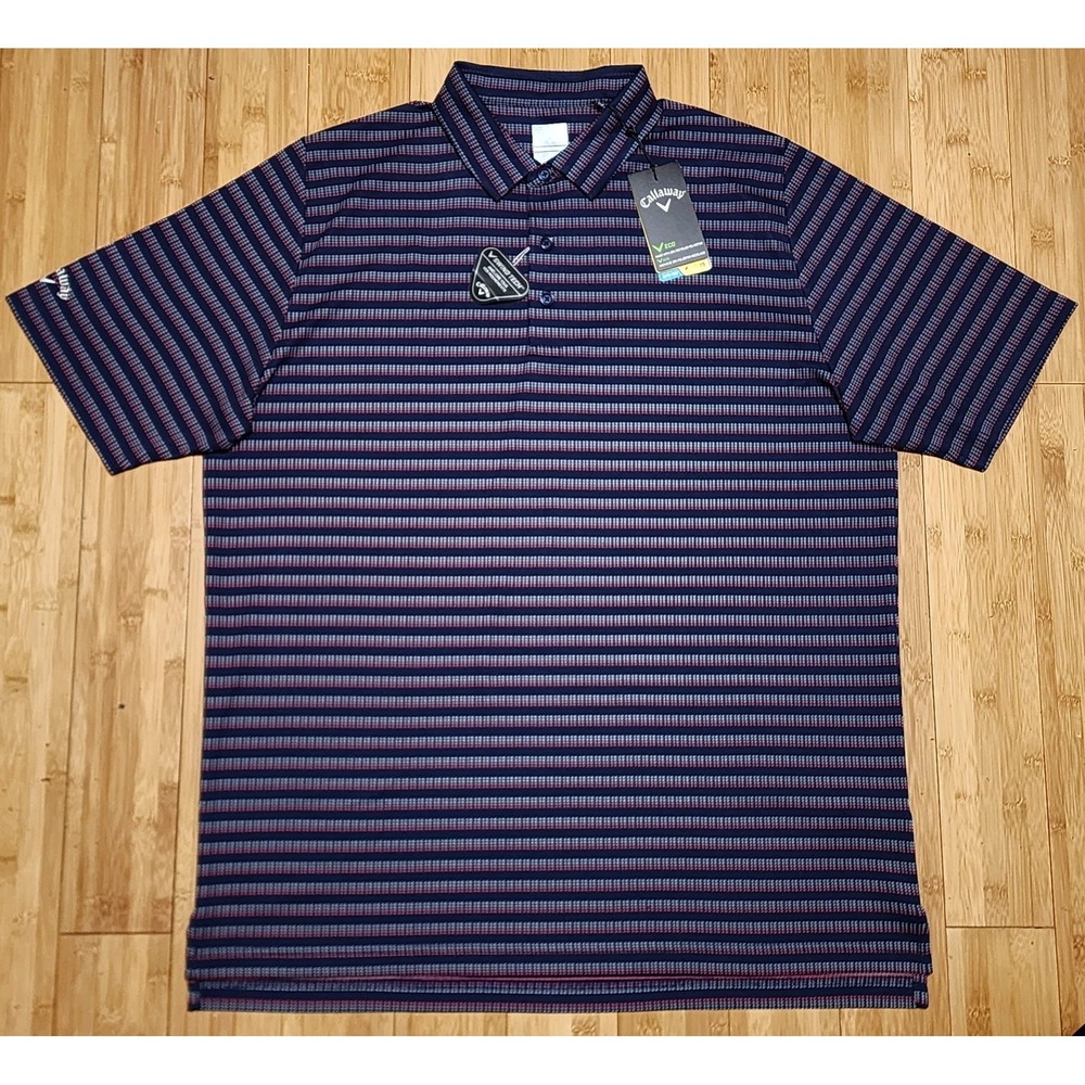 Callaway Golf Polo Shirt Mens XL Opti-Dri Peacoat Blue Red Geometric CGKSC082GG